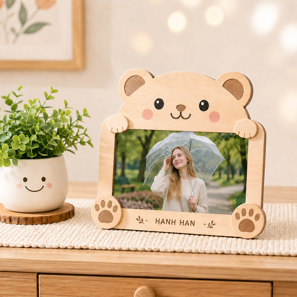 Cute Animal Wooden Photo Frame – Personalized Custom Photo Display