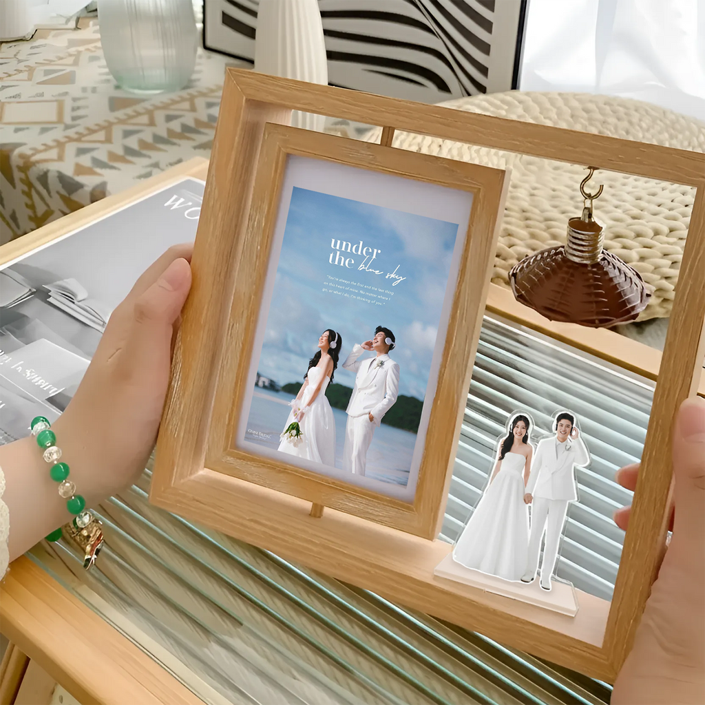 Custom 2-Sided Rotating Photo Frame Lamp – Includes Free Personalized Standee (9.5"x8"- 24x20 cm)