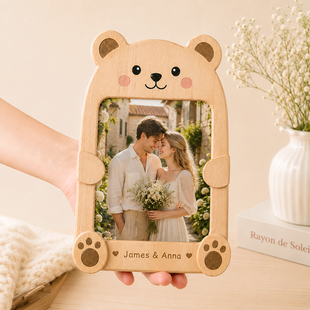 Cute Animal Wooden Photo Frame – Personalized Custom Photo Display