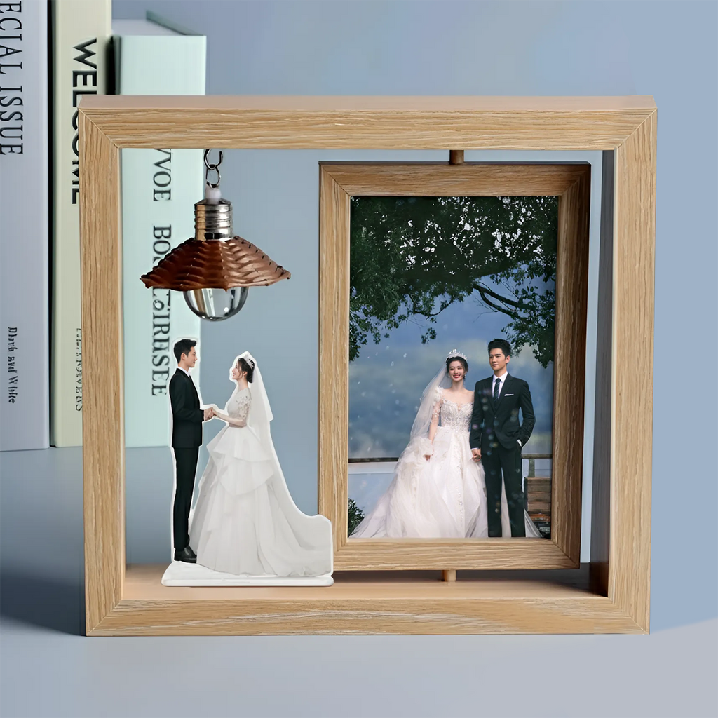Custom 2-Sided Rotating Photo Frame Lamp – Includes Free Personalized Standee (9.5"x8"- 24x20 cm)