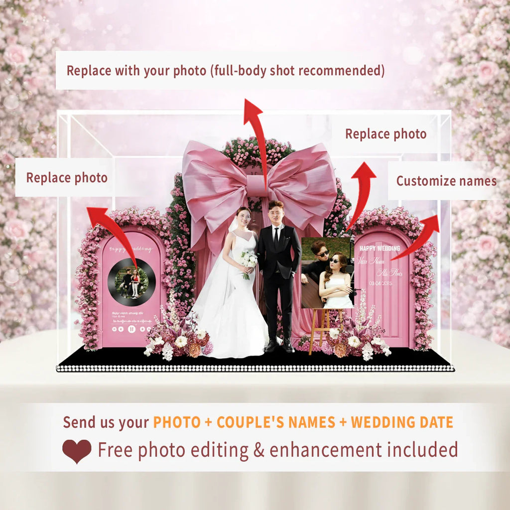 Custom 3D Wedding Acrylic Standee - Personalized Bridal Keepsake Gift