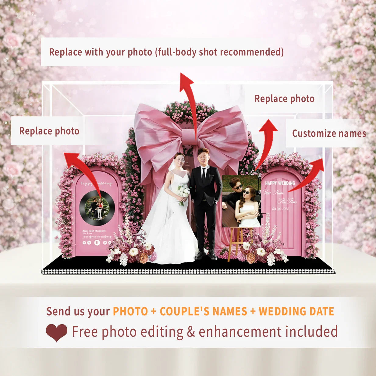 Custom 3D Wedding Acrylic Standee - Personalized Bridal Keepsake Gift