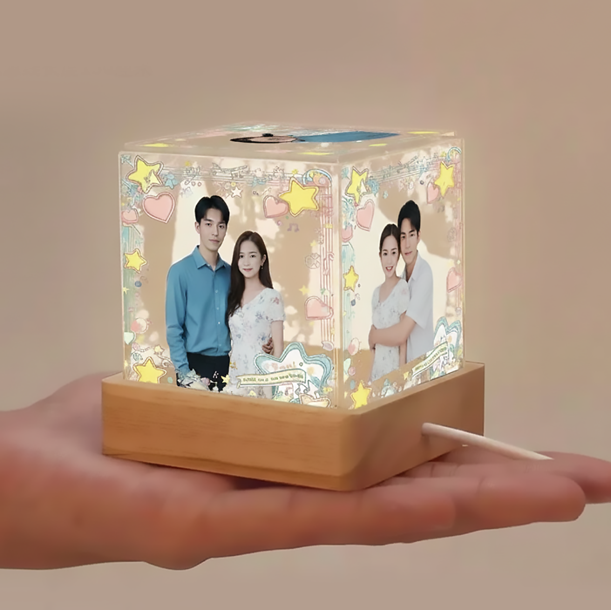 Custom Photo Cube Night Light – Personalized Romantic Gift (5 Photos/ 3.15" x 3.15"- 8x8 cm)