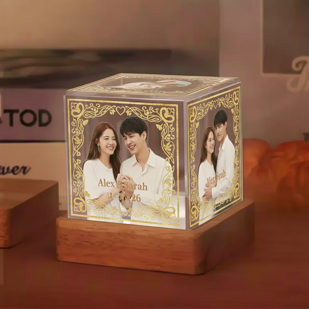 Custom Photo Cube Night Light – Personalized Romantic Gift (5 Photos/ 3.15" x 3.15"- 8x8 cm)