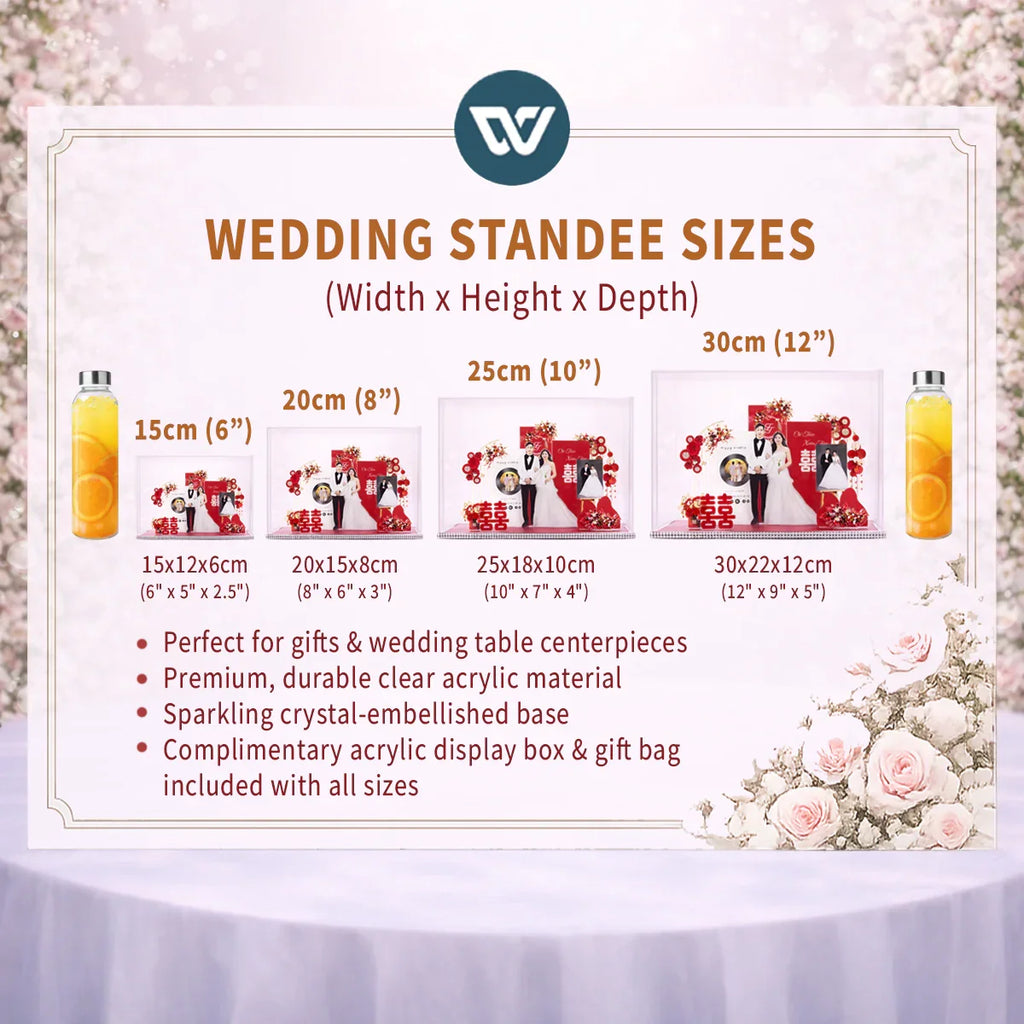 Custom 3D Wedding Acrylic Standee - Personalized Bridal Keepsake Gift