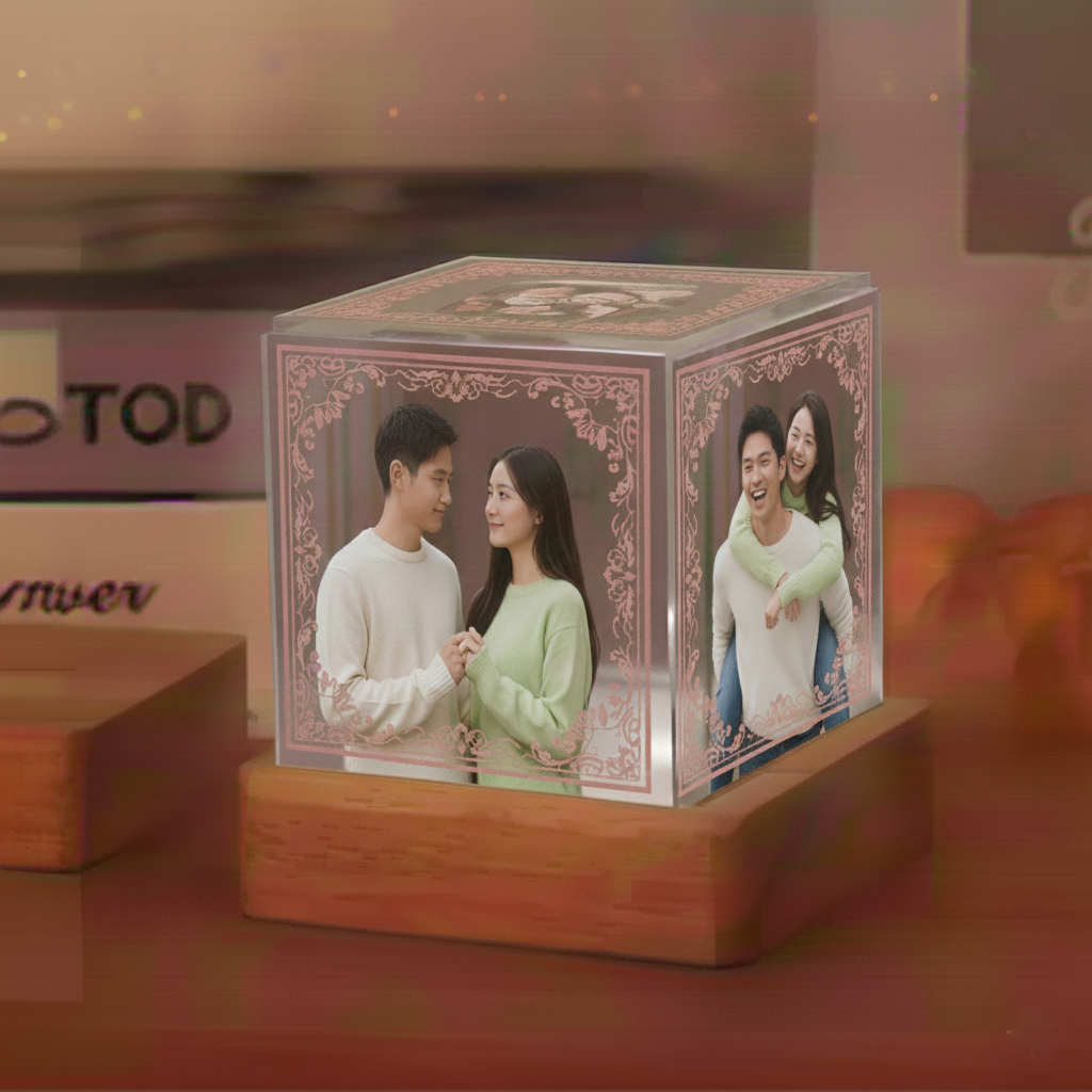 Custom Photo Cube Night Light – Personalized Romantic Gift (5 Photos/ 3.15" x 3.15"- 8x8 cm)