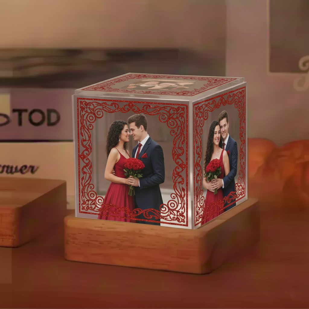 Custom Photo Cube Night Light – Personalized Romantic Gift (5 Photos/ 3.15" x 3.15"- 8x8 cm)