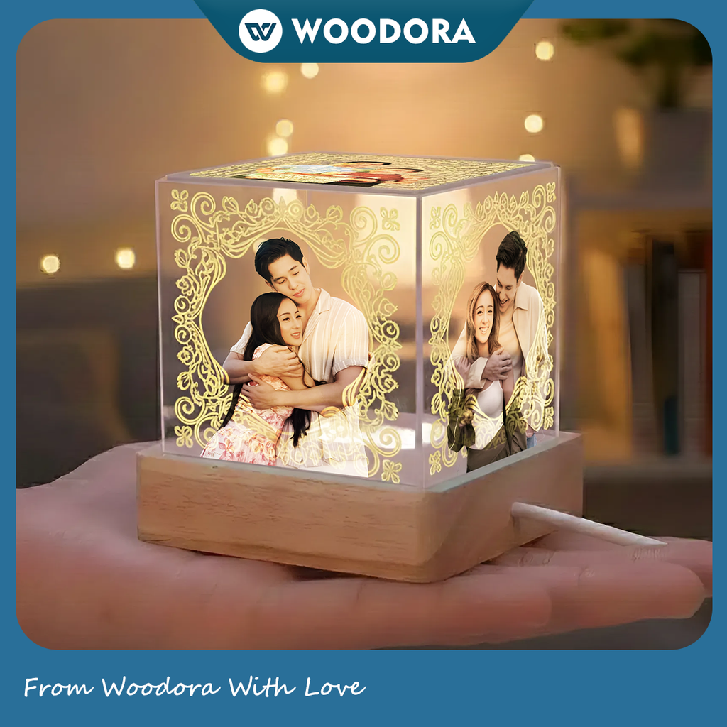 Custom Photo Cube Night Light – Personalized Romantic Gift (5 Photos/ 3.15" x 3.15"- 8x8 cm)