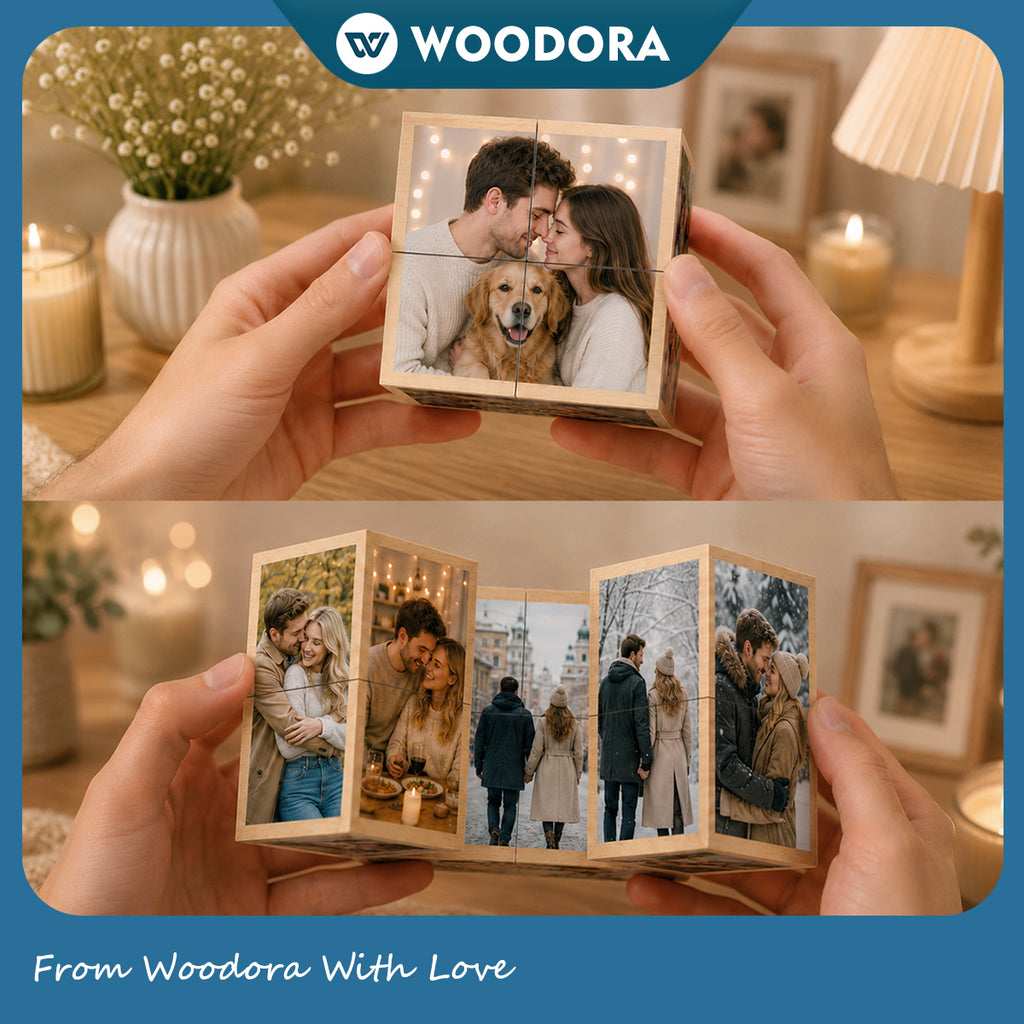 Personalized Magic Photo Cube – Custom 11 Photo Rotating Display