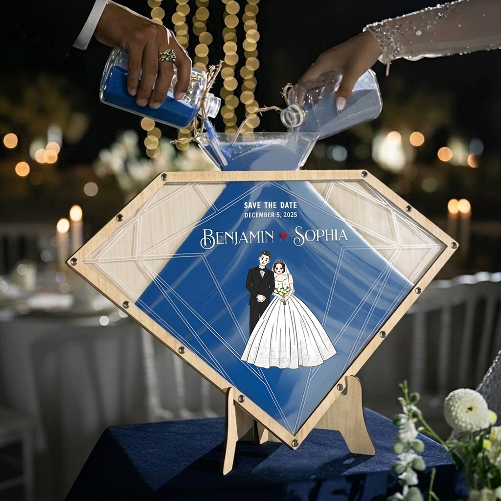 Personalized Sand Ceremony Frame – Custom Wedding Keepsake with 2 Colors of Sand