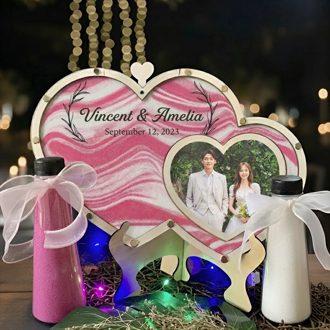 Personalized Sand Ceremony Frame – Custom Wedding Keepsake with 2 Colors of Sand