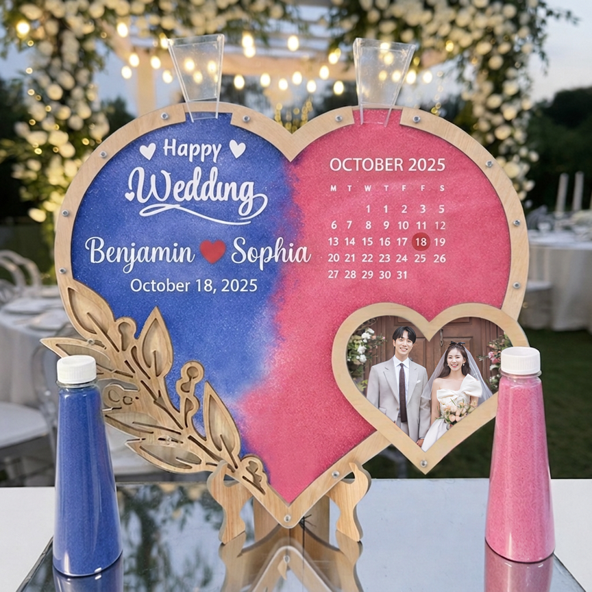 Personalized Sand Ceremony Frame – Custom Wedding Keepsake with 2 Colors of Sand