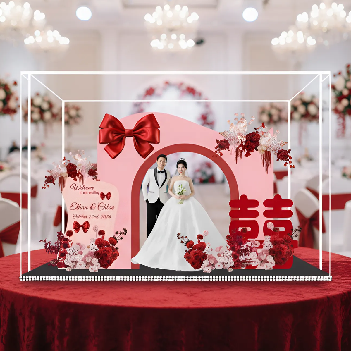 Custom 3D Wedding Acrylic Standee - Personalized Bridal Keepsake Gift