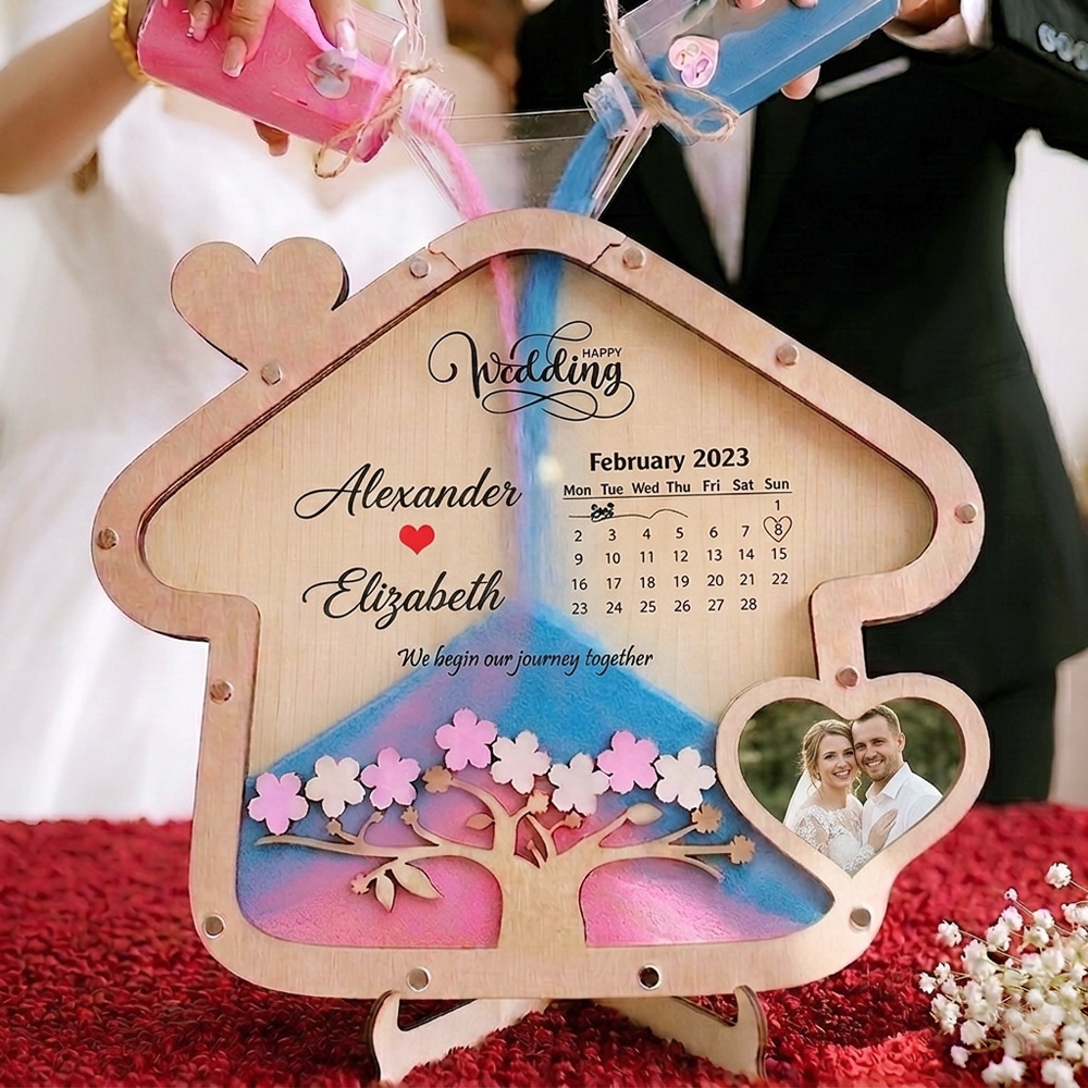 Personalized Sand Ceremony Frame – Custom Wedding Keepsake with 2 Colors of Sand