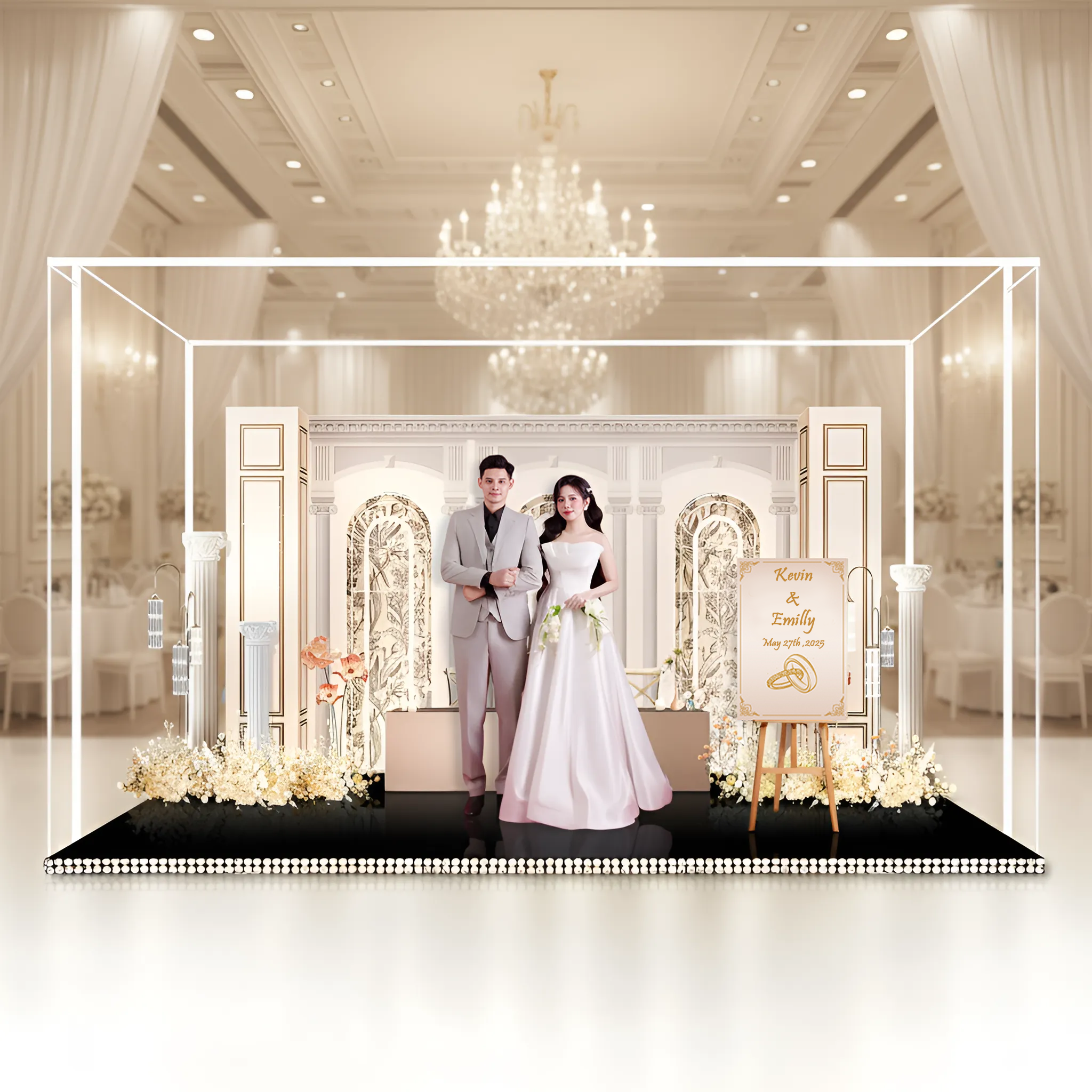 Custom 3D Wedding Acrylic Standee - Personalized Bridal Keepsake Gift