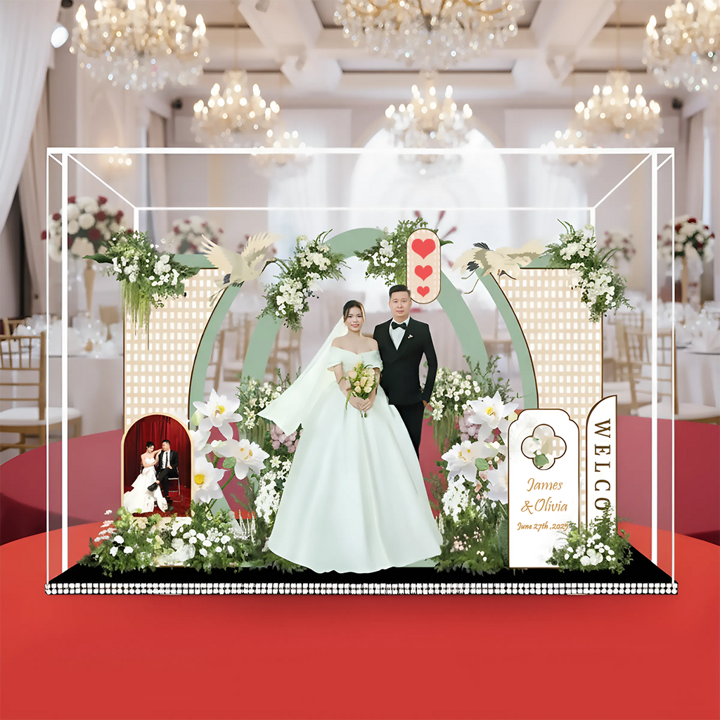 Custom 3D Wedding Acrylic Standee - Personalized Bridal Keepsake Gift