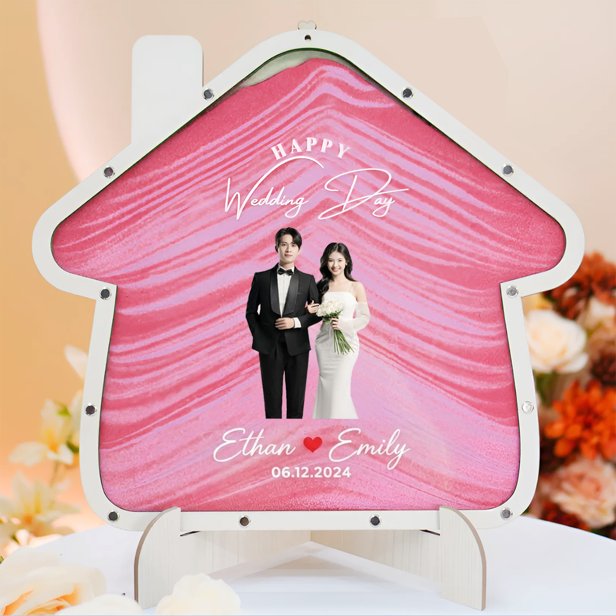 Personalized Sand Ceremony Frame – Custom Wedding Keepsake with 2 Colors of Sand