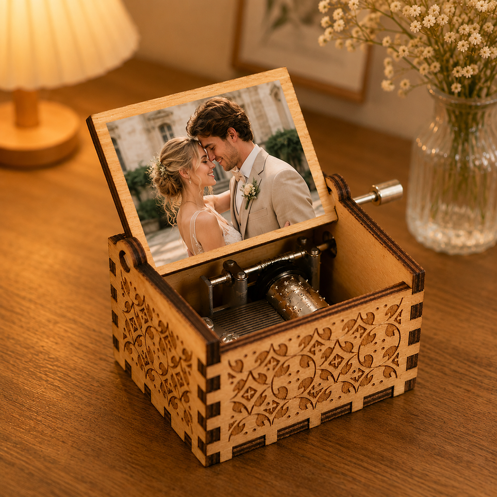 Personalized Wooden Music Box with Custom Photo – Romantic Keepsake Gift