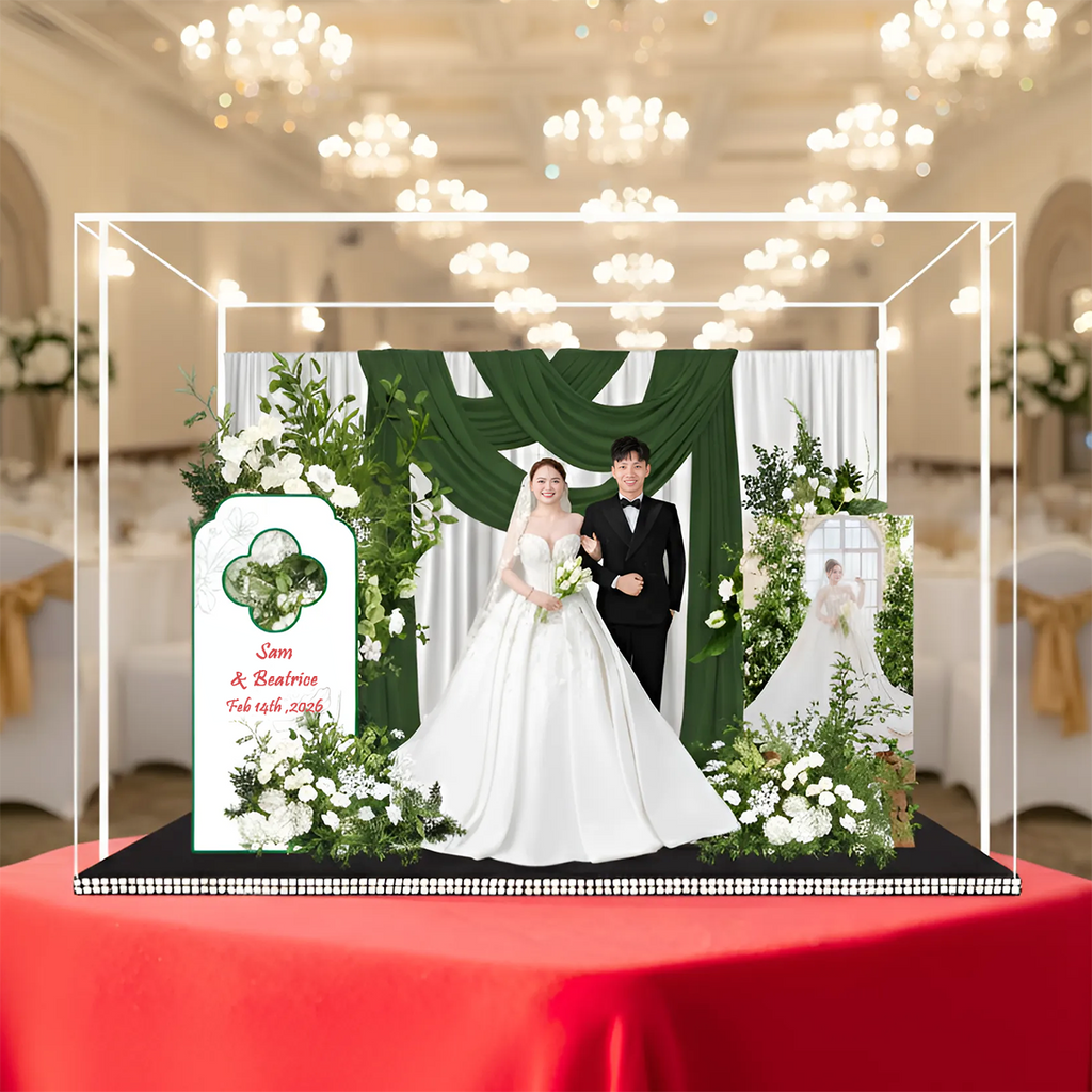 Custom 3D Wedding Acrylic Standee - Personalized Bridal Keepsake Gift