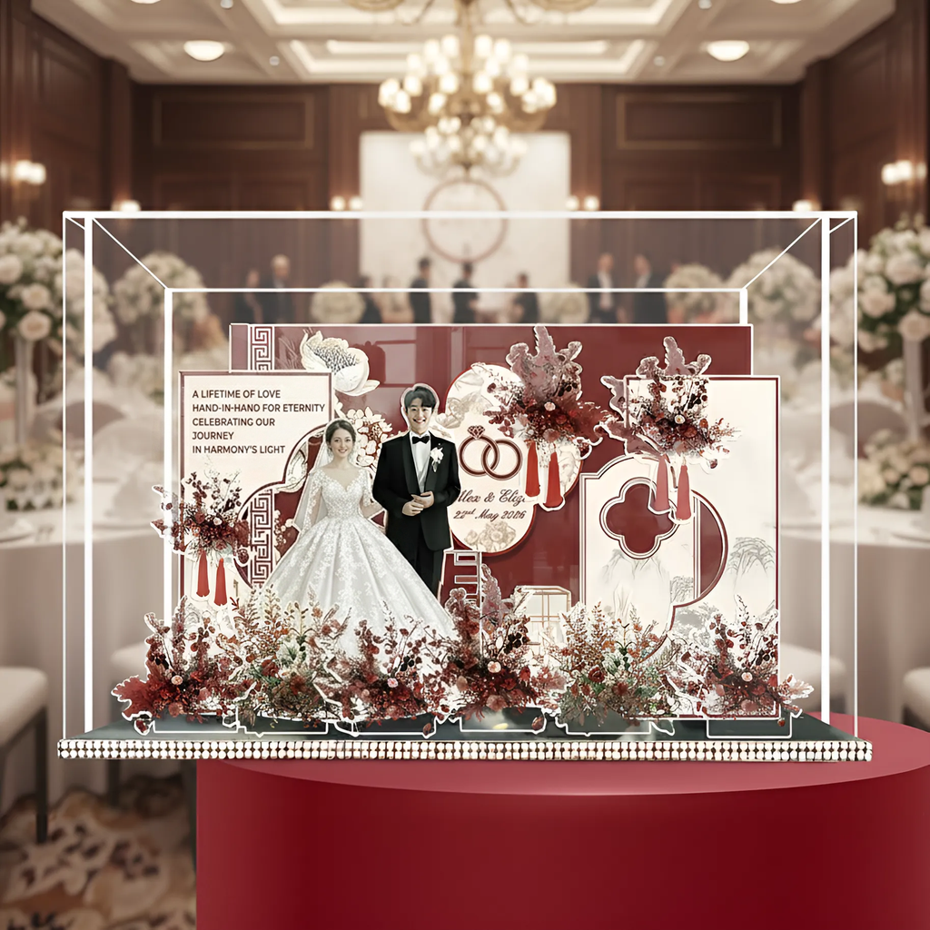 Custom 3D Wedding Acrylic Standee - Personalized Bridal Keepsake Gift