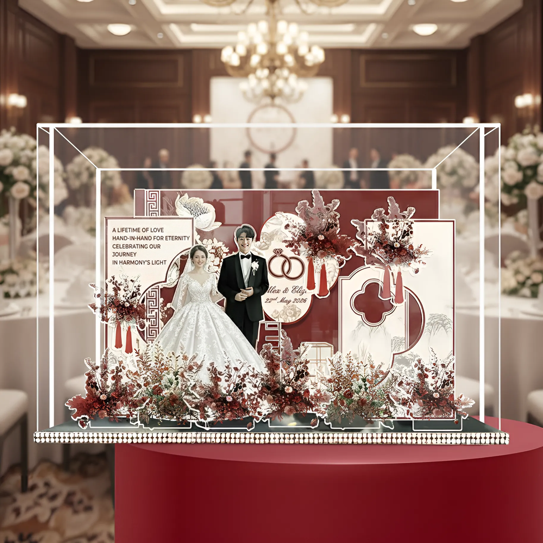 Custom 3D Wedding Acrylic Standee - Personalized Bridal Keepsake Gift