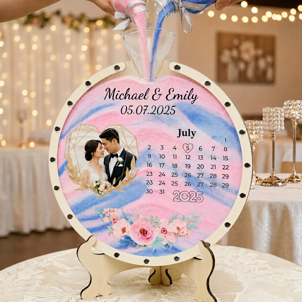 Personalized Sand Ceremony Frame – Custom Wedding Keepsake with 2 Colors of Sand