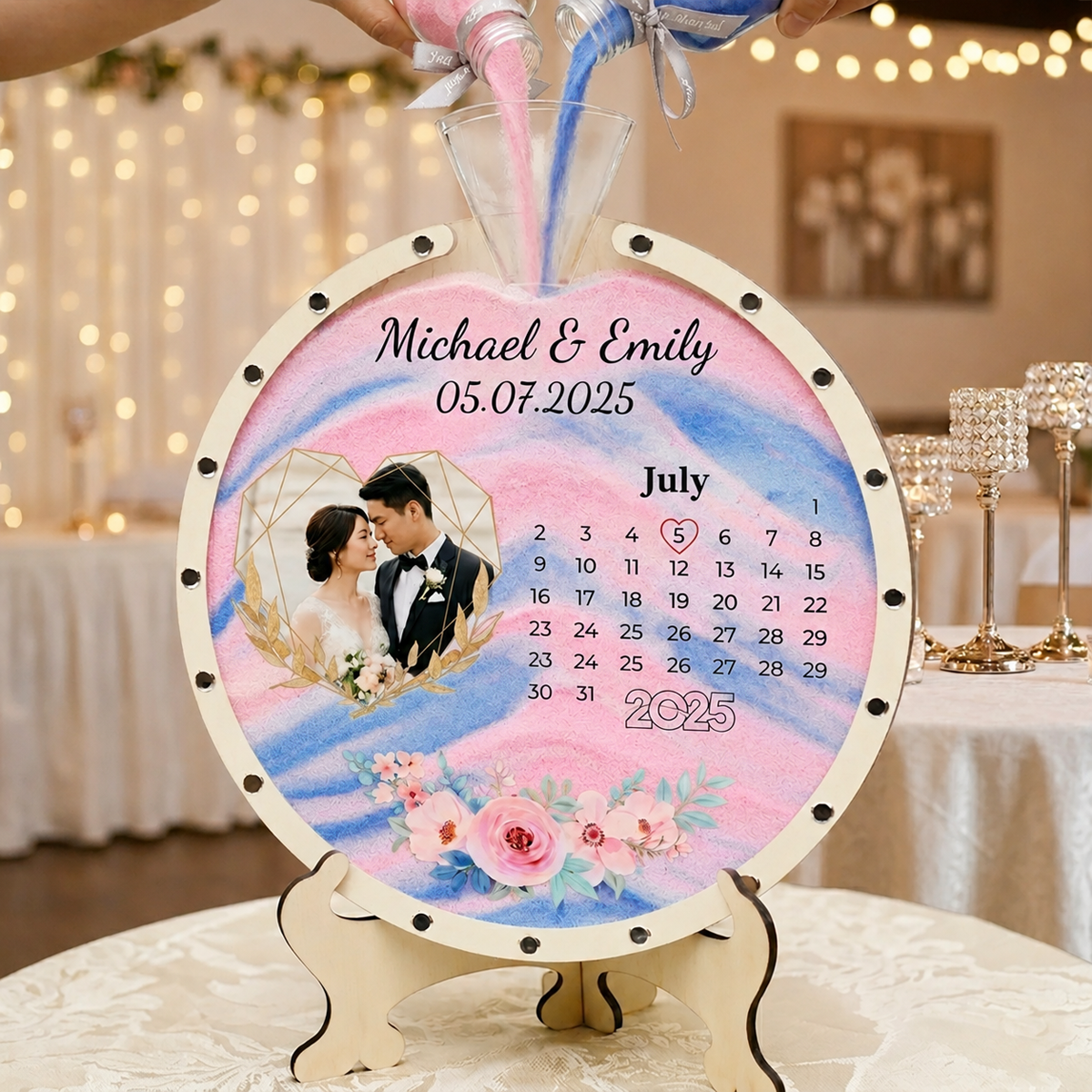 Personalized Sand Ceremony Frame – Custom Wedding Keepsake with 2 Colors of Sand