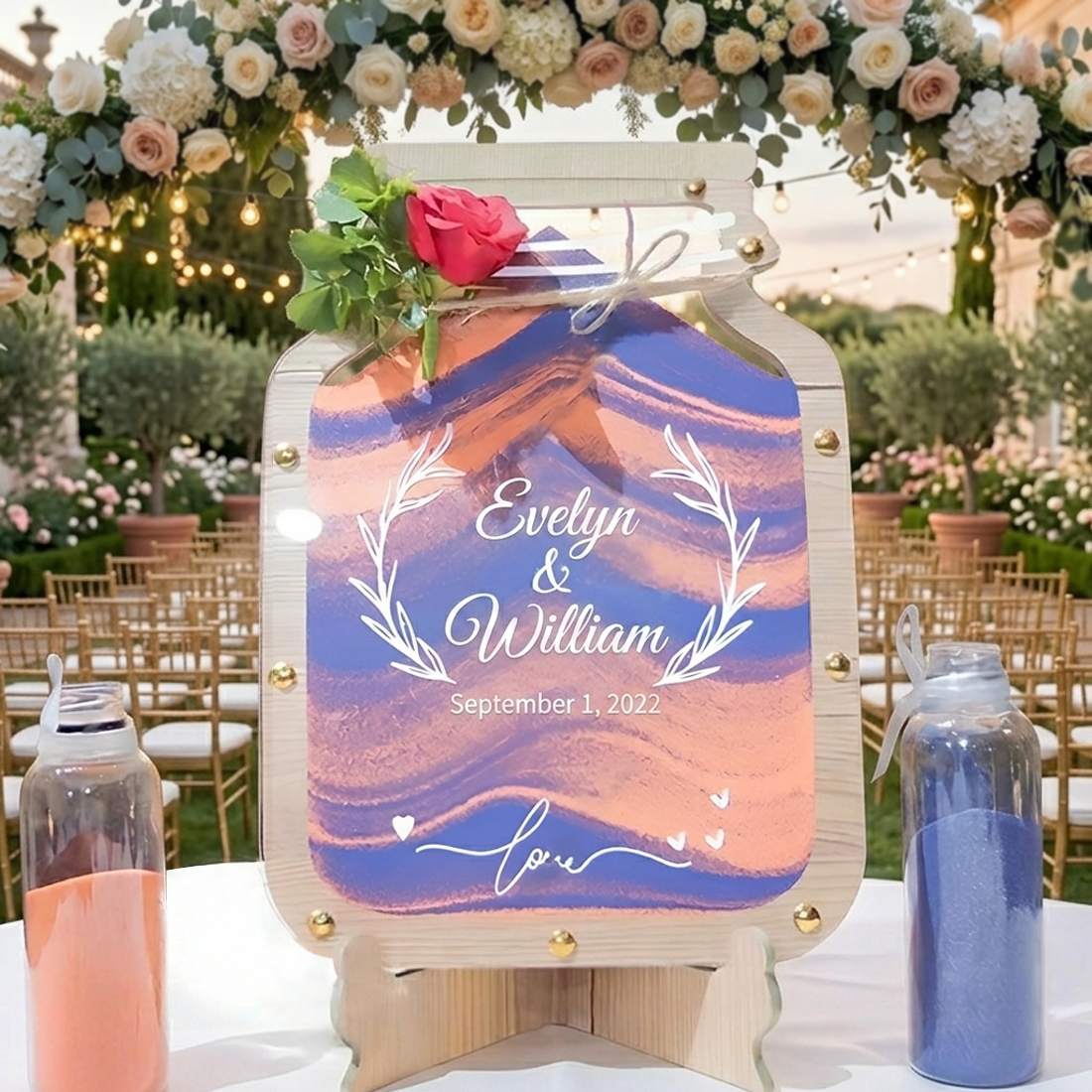 Personalized Sand Ceremony Frame – Custom Wedding Keepsake with 2 Colors of Sand