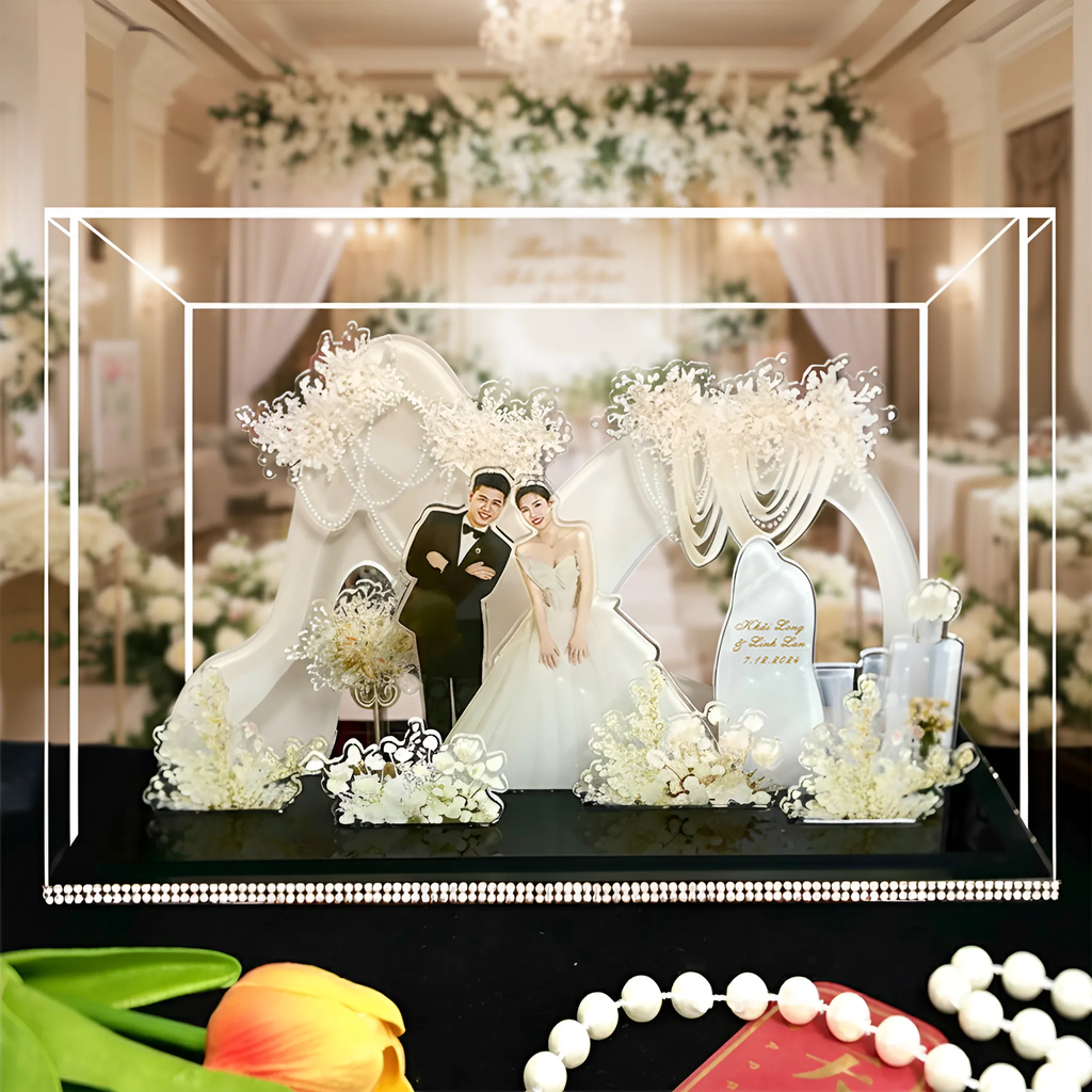 Custom 3D Wedding Acrylic Standee - Personalized Bridal Keepsake Gift
