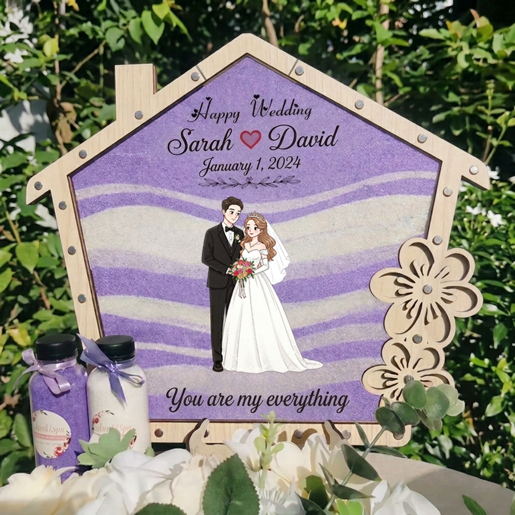 Personalized Sand Ceremony Frame – Custom Wedding Keepsake with 2 Colors of Sand