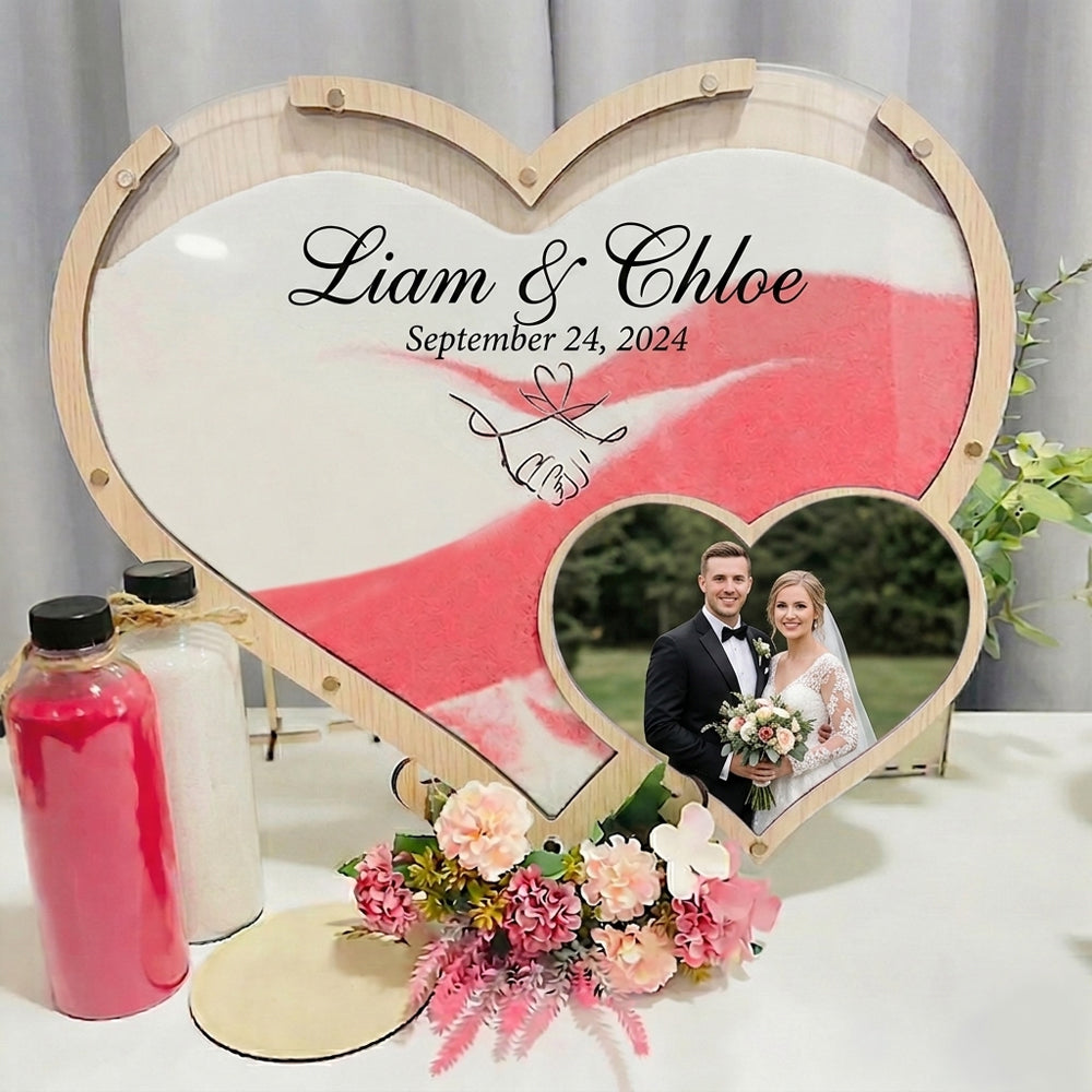 Personalized Sand Ceremony Frame – Custom Wedding Keepsake with 2 Colors of Sand