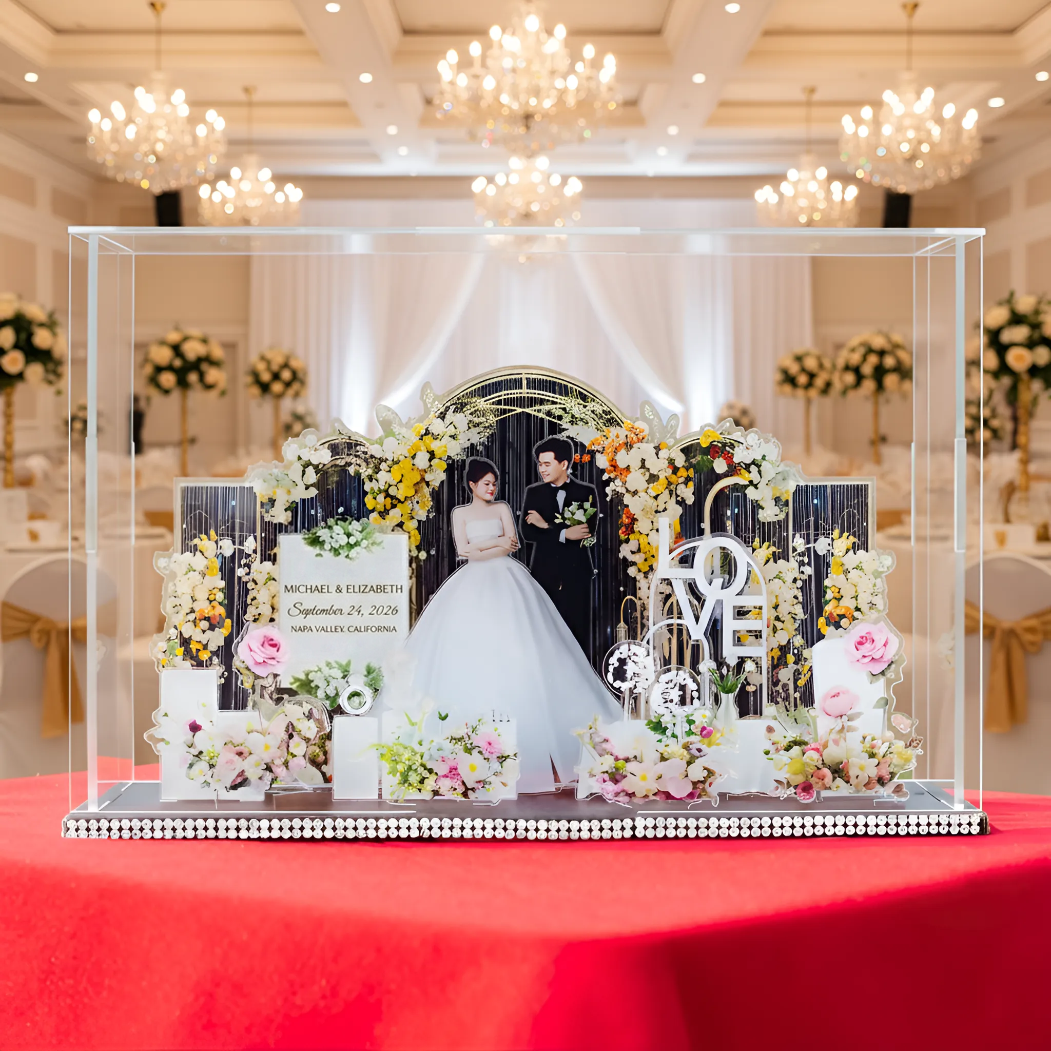 Custom 3D Wedding Acrylic Standee - Personalized Bridal Keepsake Gift