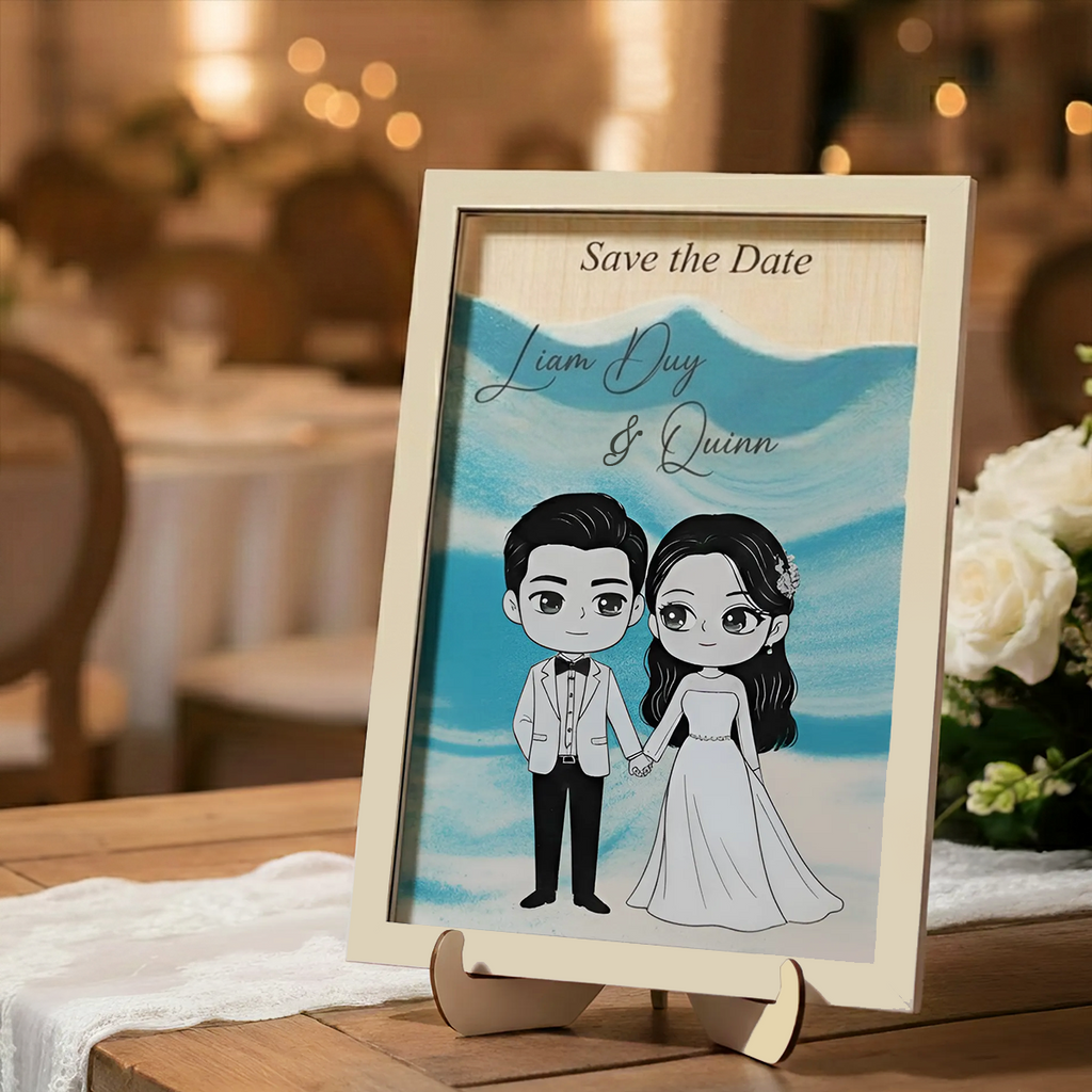 Personalized Sand Ceremony Frame – Custom Wedding Keepsake with 2 Colors of Sand