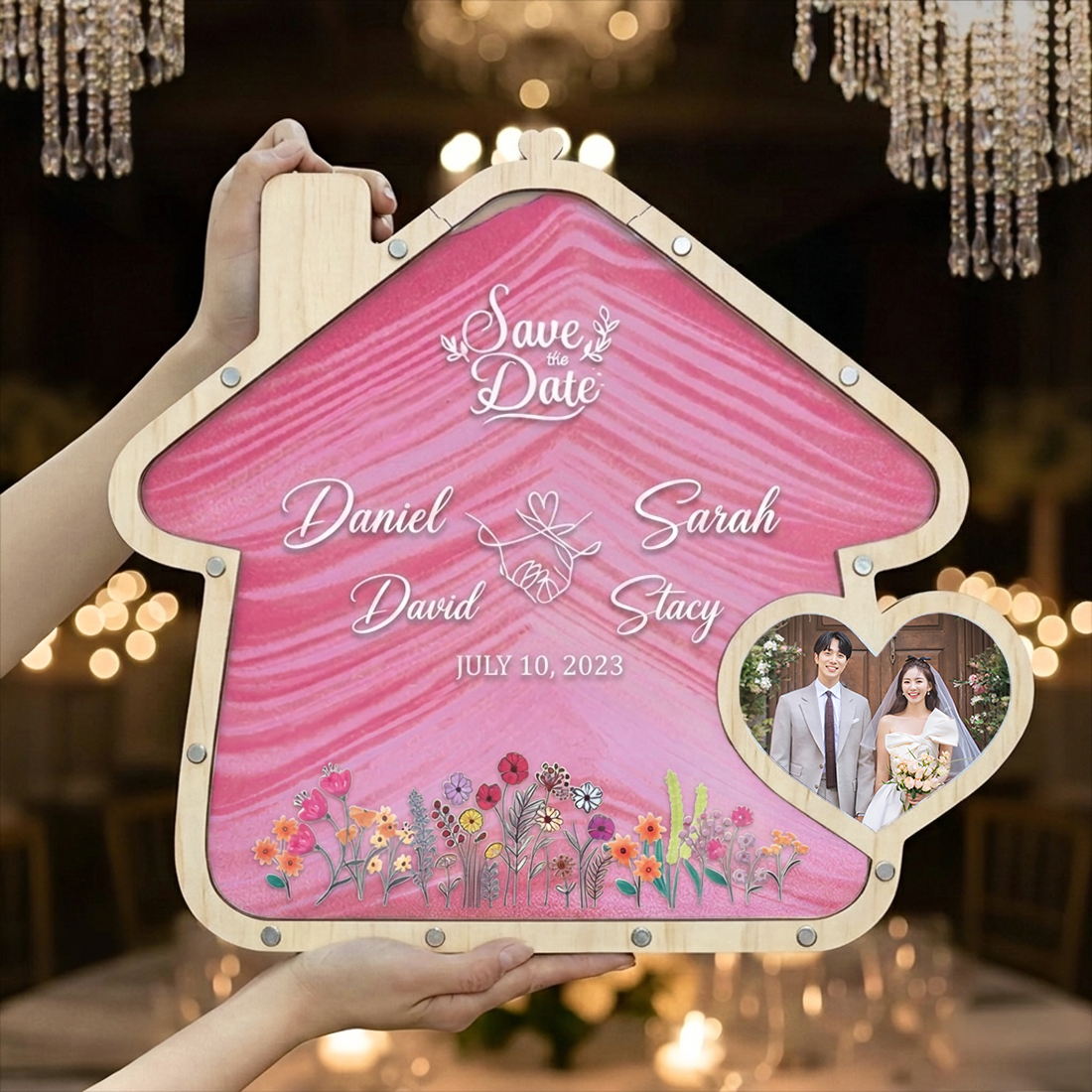 Personalized Sand Ceremony Frame – Custom Wedding Keepsake with 2 Colors of Sand