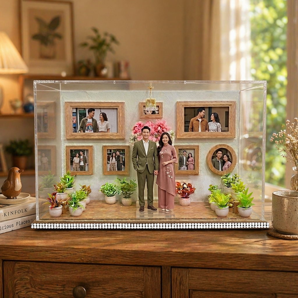 "Love Museum" Personalized Memory Diorama – Custom 8 Photos Keepsake