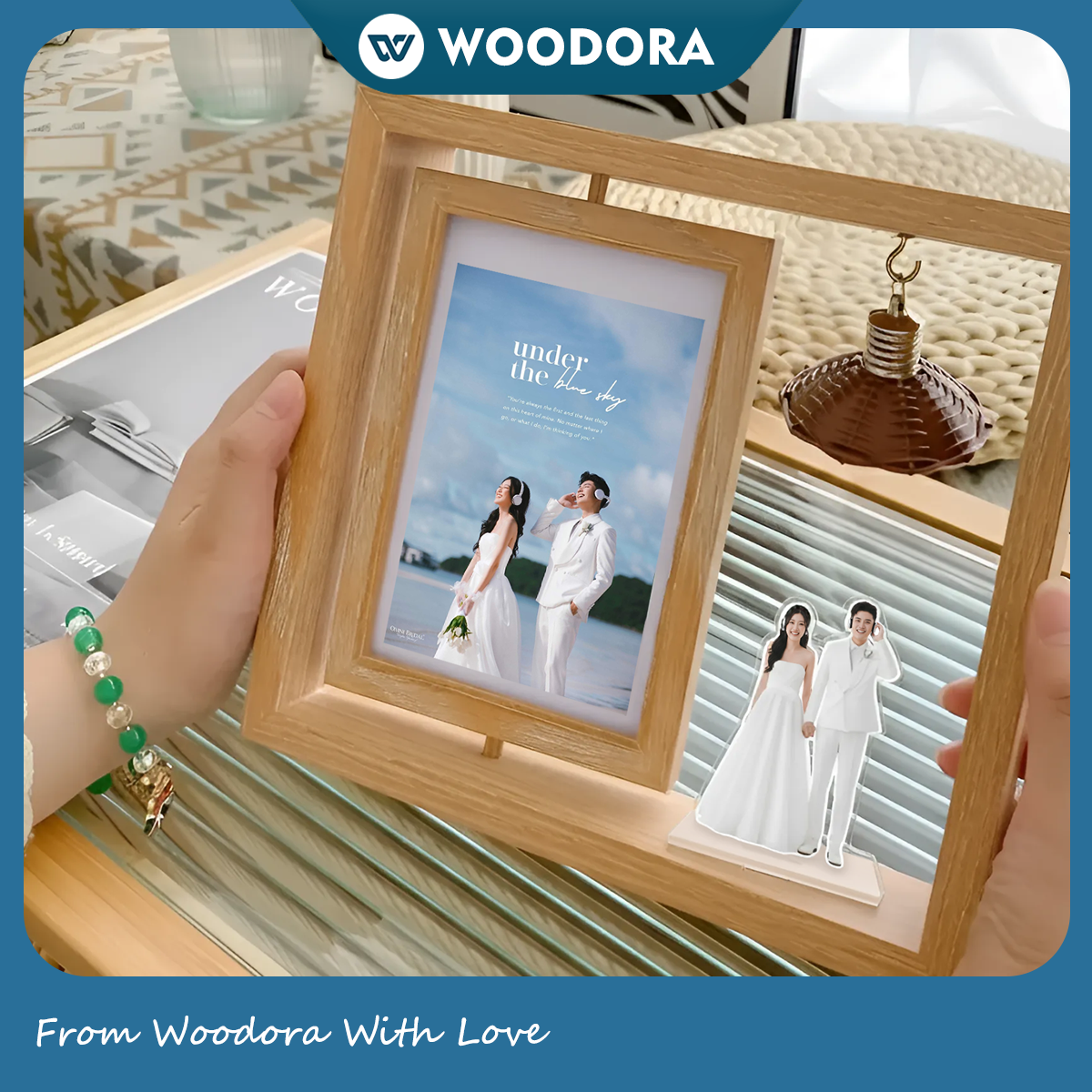 Custom 2-Sided Rotating Photo Frame Lamp – Includes Free Personalized Standee (9.5"x8"- 24x20 cm)