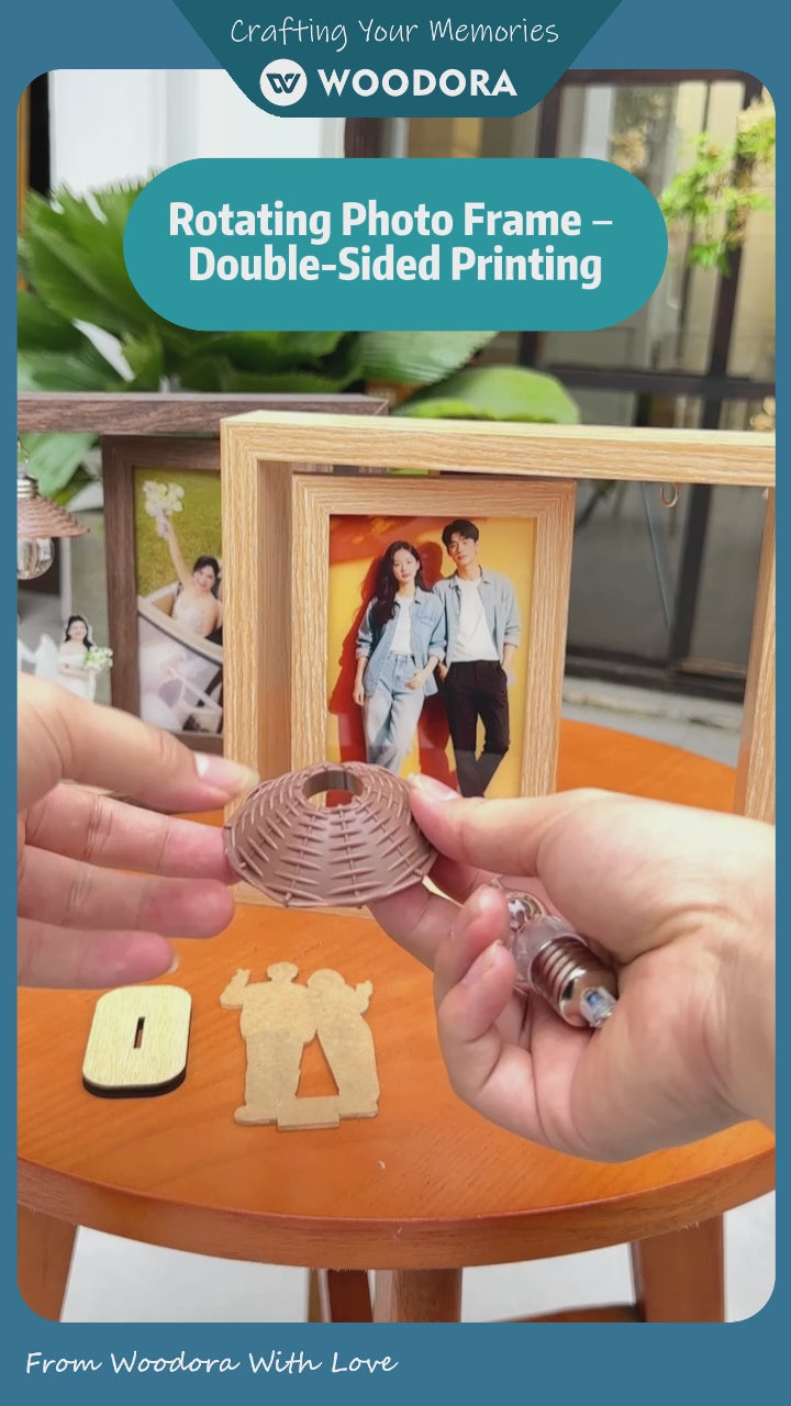 Custom 2-Sided Rotating Photo Frame Lamp – Includes Free Personalized Standee (9.5"x8"- 24x20 cm)