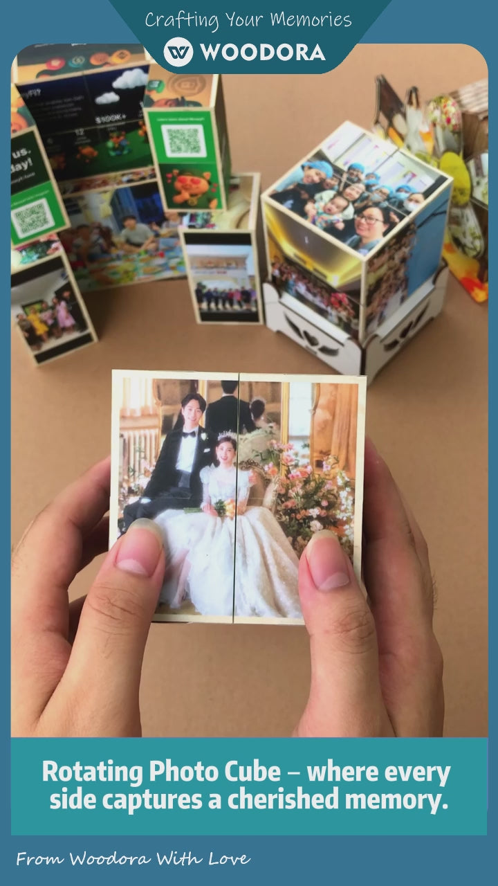 Personalized Magic Photo Cube – Custom 11 Photo Rotating Display