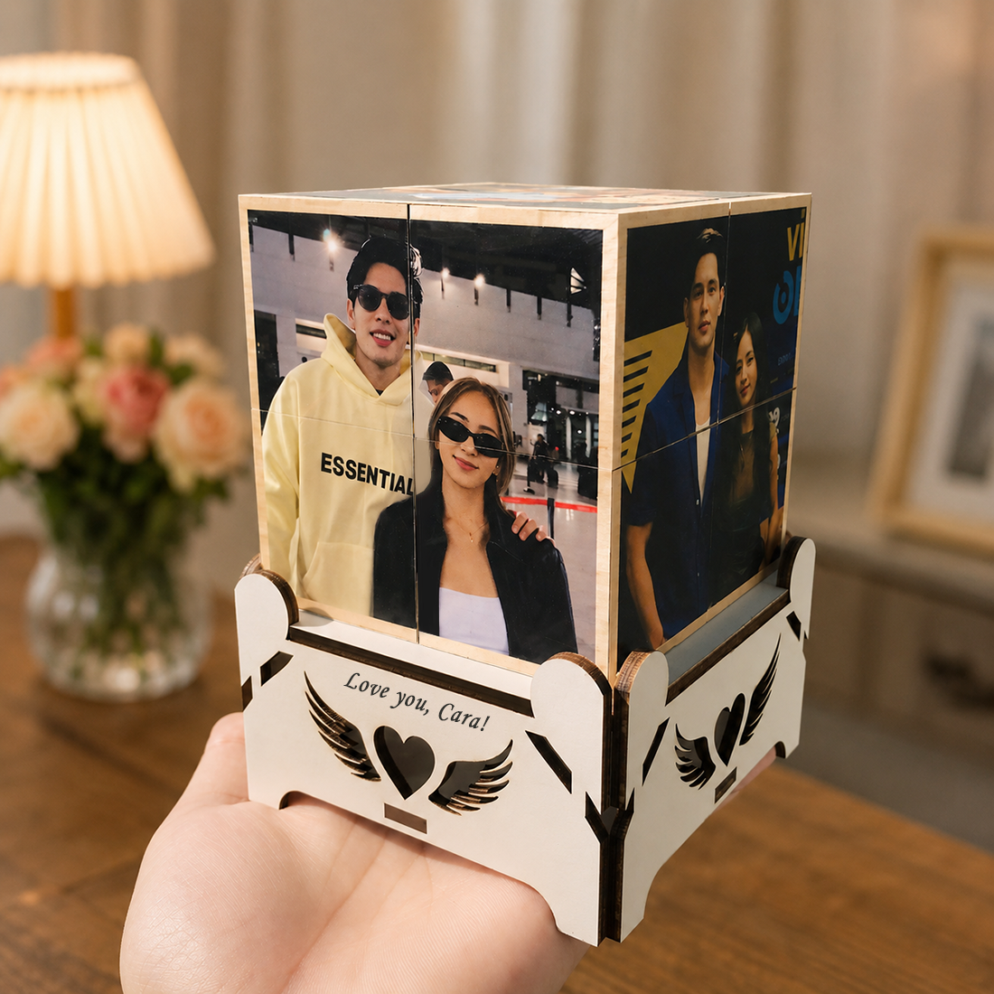 Personalized Magic Photo Cube – Custom 11 Photo Rotating Display
