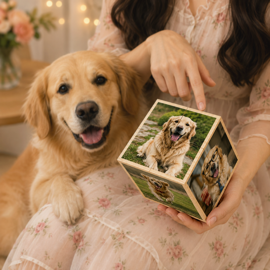 Personalized Magic Photo Cube – Custom 11 Photo Rotating Display