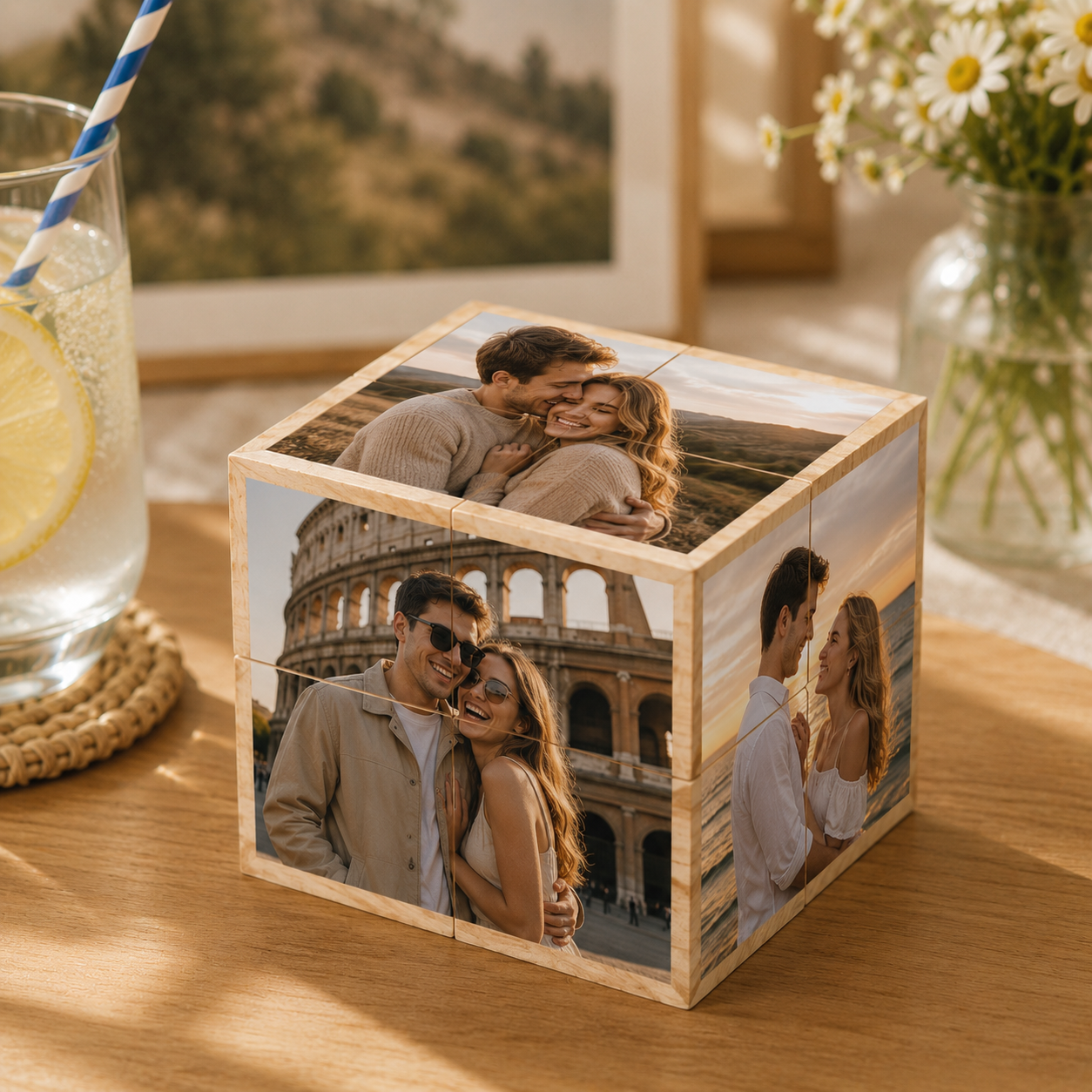 Personalized Magic Photo Cube – Custom 11 Photo Rotating Display