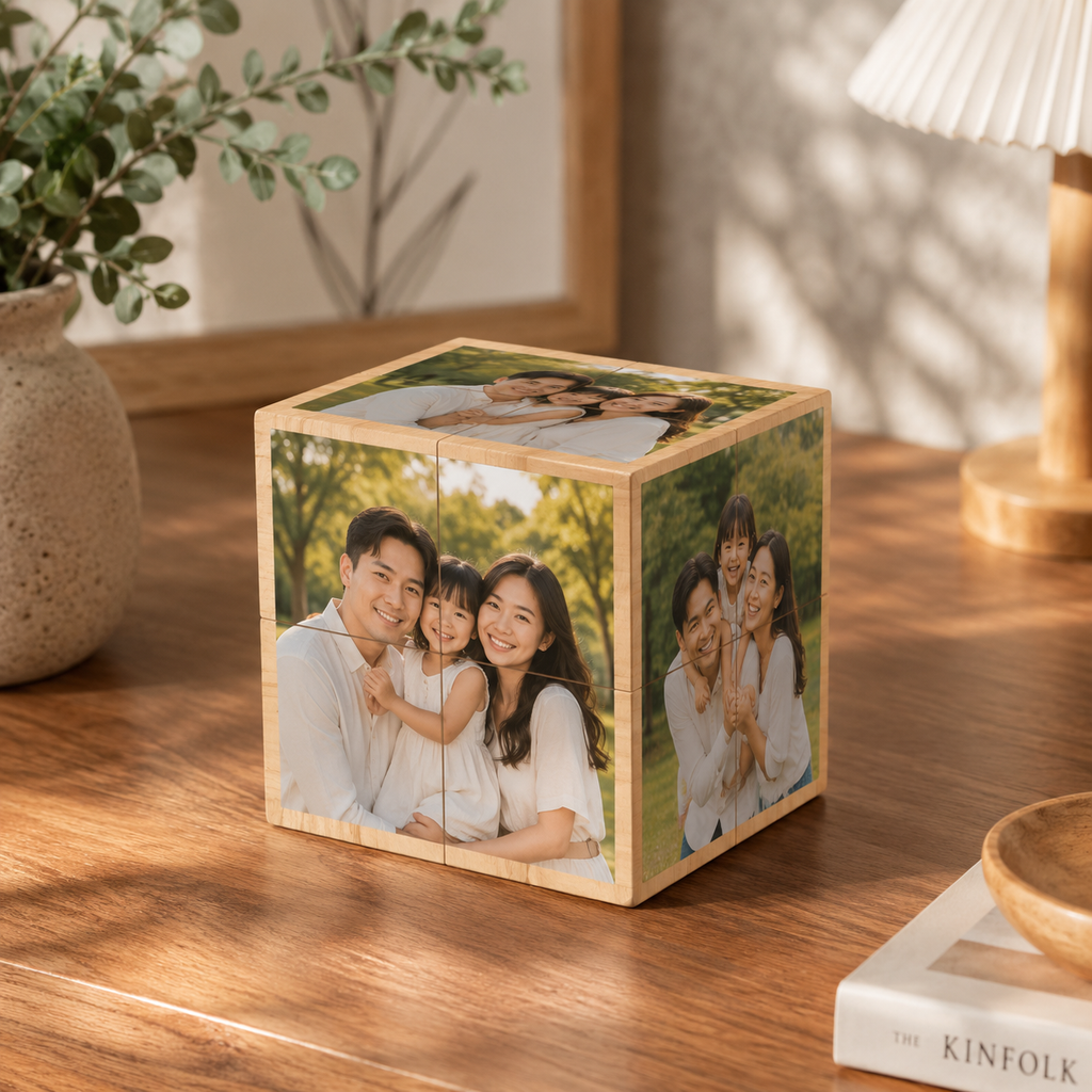 Personalized Magic Photo Cube – Custom 11 Photo Rotating Display